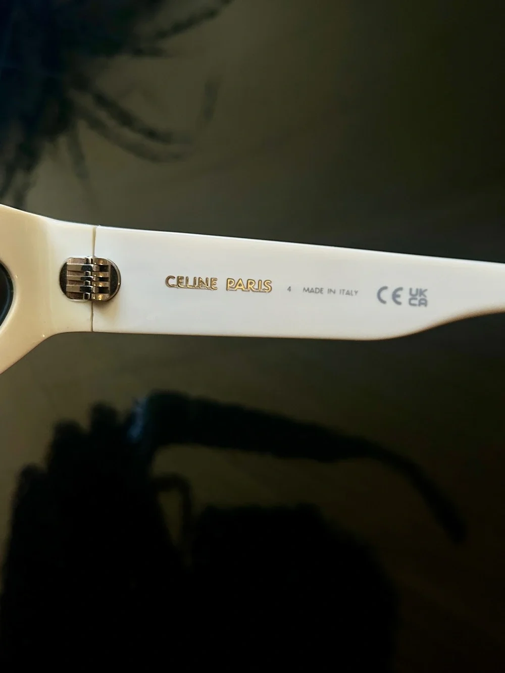 Celine White Oval Sunglasses with Black Lenses
